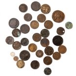 A COLLECTION OF ANTIQUE AND LATER COINS to include a George III cartwheel penny dated 1797, a