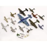 A COLLECTION OF DINKY TOYS DIE CAST AND TIN AIRCRAFT to include a British 40 seater airliner, a