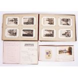 TWO EDWARDIAN FRIENDSHIP ALBUMS filled with sketches and rhymes together with a postcard album