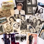 A QUANTITY OF VINTAGE POSTCARDS AND PHOTOGRAPHS of celebrities, some with signatures