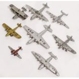 A GROUP OF EIGHT BOXED DINKY TOYS DIE CAST AIRCRAFT consisting of numbers 62P, 63, 60W, 62R, 62G,