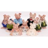 A FAMILY OF FIVE NATWEST PIGS together with four further pig piggy banks (9)