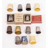 A SMALL GROUP OF SILVER AND OTHER THIMBLES