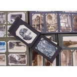 FOUR VINTAGE ALBUMS OF POSTCARDS to include topographical mosaics, historical houses, landscapes