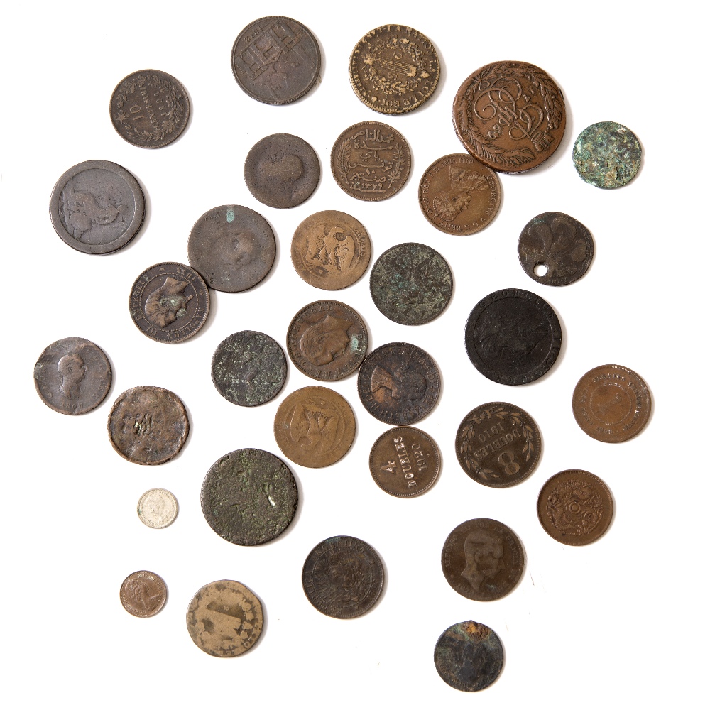 A COLLECTION OF ANTIQUE AND LATER COINS to include a George III cartwheel penny dated 1797, a - Image 2 of 2