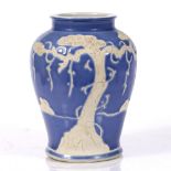 A Korean blue ground porcelain baluster vase 18th/19th Century with pine tree decoration in the