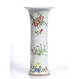 A Chinese porcelain yen yen beaker vase 19th Century decorated in famille rose enamels with a