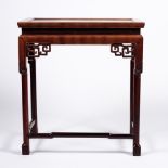 A Chinese hardwood side table late 19th Century 60.5cm across x 68cm high