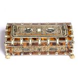 An Indian tortoiseshell and ivory casket late 19th Century 21cm