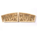 A pair of Chinese wrist rests Republican Period style irregular rectangular plaques, finely