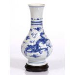 A Chinese blue and white pear shaped bottle vase Kangxi (1662-1722) decorated with two four clawed
