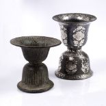 An Indian bidri spittoon early 19th Century probably Bidar, Deccan, 14cm, a bronze metal spittoon,