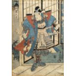 Utagawa Toyokuni (1769-1825) Samurai,woodcut in colours 35.5cm x 23.5cm