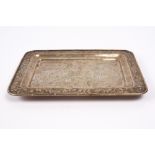 A Chinese white metal tray late 19th Century 329grams, 24cm x 17cm