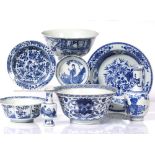 A collection of Chinese blue and white pieces 18th/19th Century to include various bowls and vases