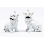 A Pair of Chinese blanc de chine temple dogs 19th Century 19cm across
