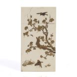 A Japanese ivory card case late Meiji period of rectangular form, the sides decorated in gold