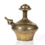 An Indian brass Kendi 18th Century with engraved decoration, 24cm