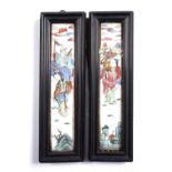 A pair of Chinese Canton panels late 19th Century 20cm x 4cm