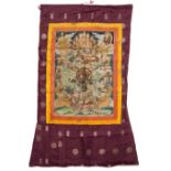 A Tibetan Mandala Thangka 20th Century painted with the Wheel of Life, 59cm x 42cm