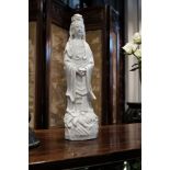 A blanc de chine standing model of Guanyin, 46cm