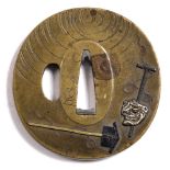 A Japanese bronze tsuba Kimen, 6.9cm