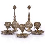 Group of silver filigree objects Indian, 18th Century comprising of a pair of silver gilt