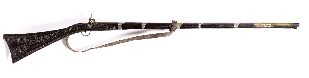 Rifle Turkey, 20th Century with a carved wooden handle, with metal mounts, dated 1937 133cm across