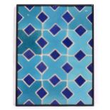 Tile panel Central Asia, 19th Century decorated in blue, with geometric designs 75cm high x 56cm