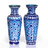 Pair of vases Indian, circa 1900 in blue and white with floral decoration 31cm high (2)