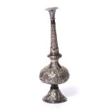 Rosewater sprinkler Indo-Persian silver, of typical form, depicting figures on horseback and