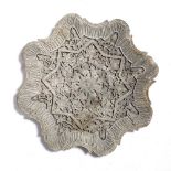 Carved Dish Indian soapstone, relief carved in flowers 25.5cm across