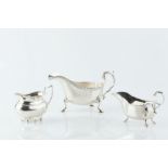 A SILVER SAUCE BOAT, with gadrooned border, on stepped hoof feet by S Blanckensee & Son Ltd, Chester