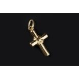 A YELLOW PRECIOUS METAL CROSS PENDANT BY TIFFANY & CO, signed and stamped '750', length 2.5cm