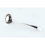 A GEORGE III SCOTTISH SILVER SOUP LADLE, of Old English pattern by Robert Wilson, Edinburgh 1799,