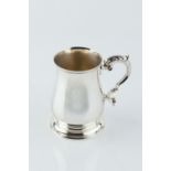 A SILVER BALUSTER MUG, with scroll handle by C.J. Vander Ltd, London 1959, 13cm high, 12 oz, in