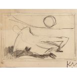Keith Vaughan (1912-1977) Reclining figure artist's studio stamp (lower right) pencil on paper 7cm x