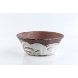 Ken Matsuzaki (b.1950) Bowl shino glaze 9.5cm high, 24.7cm across.