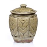 Mike Dodd (b.1943) Storage Jar incised chevron panels impressed potter's seal 28.5cm high.