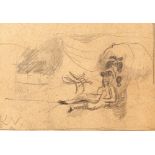 Keith Vaughan (1912-1977) Seated figure in a landscape artist's studio stamp (lower left) pencil