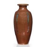 Eddie Hopkins (1941-2007) at Winchcombe Pottery Vase dripped blue glaze impressed potter's and