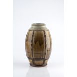 Mike Dodd (b.1943) Vase ash glaze and panelled sides impressed potter's seal 30cm high.
