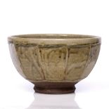 Richard Batterham (b.1936) Bowl celadon glaze, faceted sides 26.5cm diameter.