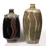 Phil Rogers (b.1951) Two vases combed decoration both with impressed potter's seal 30.5cm high and