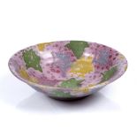 Janice Tchalenko (b.1942) Footed bowl green, yellow and spotted decoration 21.2cm diameter.