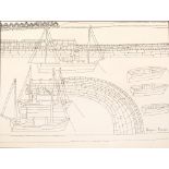 Bryan Pearce (1929-2006) Harbour scene signed (lower right) pen and ink 35.4cm x 45.2cm.