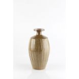 David Leach (1911-2005) at Lowerdown Pottery Vase facetted sides, celadon glaze impressed potter's