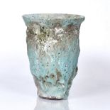 Aki Moriuchi (b.1947) Vase turquoise glaze impressed potter's seal 17cm high.