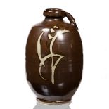 Mike Dodd (b.1943) Vase tenmoku glaze, applied loop handle impressed potter's seal 25.5cm high.