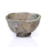 Charles Bound (b.1939) Footed bowl wood fired, volcanic glazes 9cm high, 17cm across.